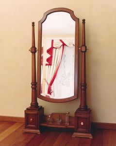 Toilette, Miroir avec structure en bois de cerisier, avec tiroirs