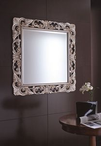 Virgola Small, Miroir avec cadre en bois sculpt