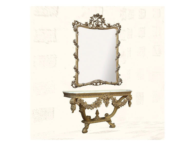 Wall Mirror art. 150, Miroir avec finitions en feuille d'or, de style Louis XV