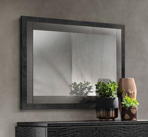 MODERNA miroir Art.70, Miroir avec cadre en bois de sycomore, finition laque gris fumé brillant
