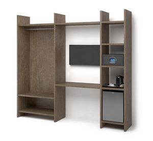 Art. 31064 Parete multifunzionale open, Mobilier mural multifonctionnel ouvert pour chambre d'h�tel