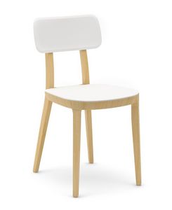 Porta Venezia, Chaise en bois avec assise en plastique