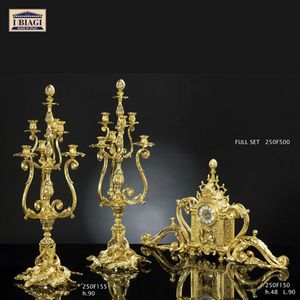 250F500, Pendule et chandeliers en bronze dor