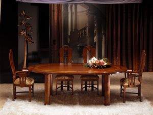 TA28 Zebrano table, Table ovale avec plateau en bois
