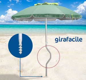 Parasol de plage brevet Girafacile  GF20ALUV, Parasol avec foret pour vissage facile