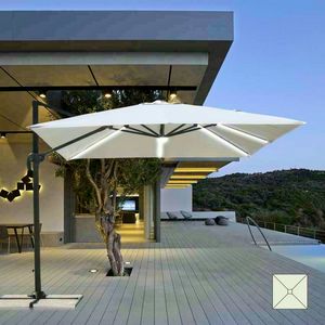 Parasol de jardin avec LED Solar Light 3x3 bras en aluminium carr PARADISE - PA303UVL, Parasol avec lumire LED et panneau solaire intgr