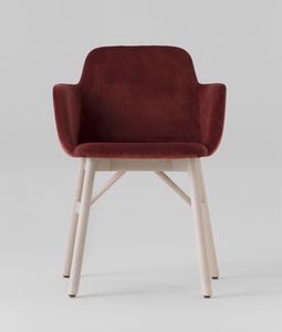 ART. 0037-LE-CB-UPH BARDOT, Petit fauteuil rembourr avec base en bois