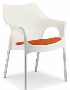 OLA/CU, Chaise moderne avec les bras en polypropylne et mtal, avec coussin