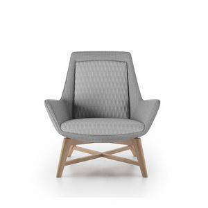 Roxy armchair, Fauteuil avec base en bois