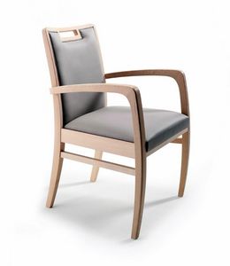 Serena 1 P, Chaise avec accoudoirs, en bois, avec rembourrage