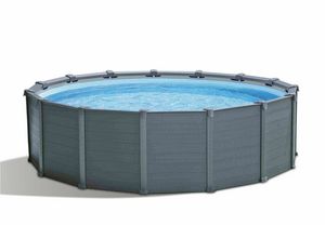 Piscine avec Panneau en Graphite 26384 ex 28382 478x124 cm Ronde - 26384, Piscine hors sol pour jardin