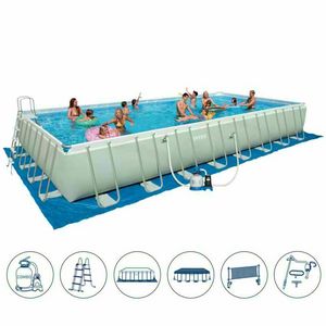 Piscine hors-terre Intex 26376 ex 28376 Ultra Frame rectangulaire grande volley 975x488x132 - 26376, Piscine hors sol avec set de volleyball