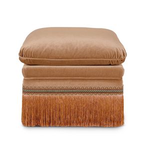 Pouf 25-1008, Pouf recouvert de velours, avec frange d�corative