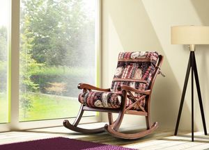 Country fauteuil  bascule, Chaise  bascule rembourr en bois, style campagnard
