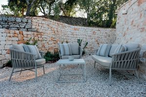 FRIDA, Salon de jardin avec canap� et fauteuil tress� en caoutchouc