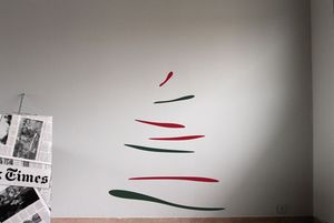 CHRISTMAS TREE 3 Green-Red, Sticker mural avec l'arbre de Nol