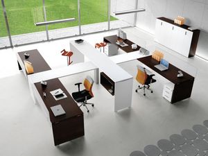 Atlante comp.6, Postes de travail modulaires adapts pour les bureaux oprationnels, dans un style moderne
