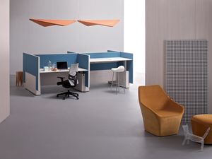 Evo Kubic Workstation, Composition des bureaux, avec des panneaux insonorisants