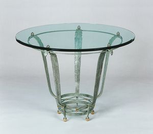 HF2015TA-140, Table en fer avec plateau en verre