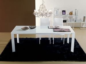 S55 leonardo, Table extensible pour salle  manger, plateau en verre