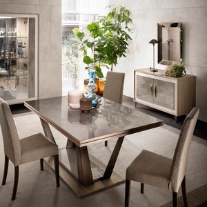 AMBRA table, Table avec plateau en marbre effet brillant