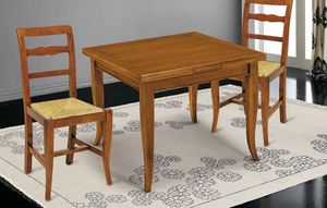 Art. 63, Table en bois avec plateau carr extensible