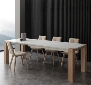 Art. 694BL Factory Bicolor, Table avec un design contemporain, en bois massif, avec plateau laqu