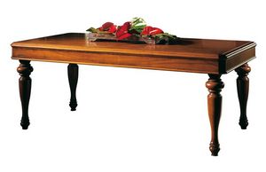 Bonifacio VS.0215, Table rectangulaire en noyer, extensible, jambes tourné