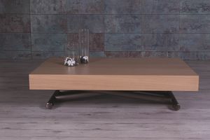 Double, Table basse avec plateau en bois, rglable et extensible