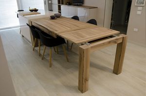 Eva Table, Table  rallonge en bois massif