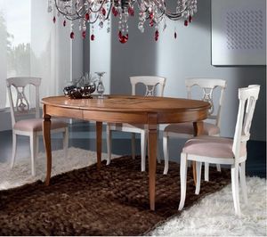 Mirto table ovale, Table extensible avec plateau incrusté