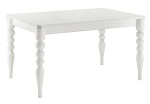 TA29, Table rectangulaire extensible, dessus en stratifi, pieds en htre avec inserts en aluminium