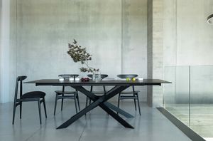 Maxxi, Table extensible avec pieds en m�tal entrelac�s