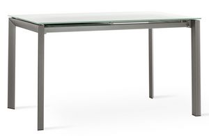 DERBY, Table extensible en mtal laqu avec plateau en verre