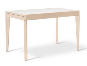 JIMY 120, Table extensible en bois de htre avec plateau en verre