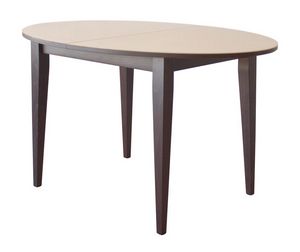TA04, Extensible table en bois ovale, top en verre