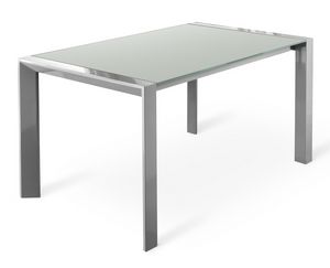 TANGO, Table en mtal avec des extensions en bois et verre suprieur