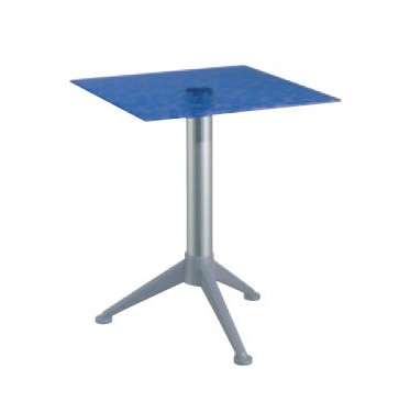 Table 60x60 cod. 20/BG3AV, Table avec des barres en verre trempé, colonne en aluminium