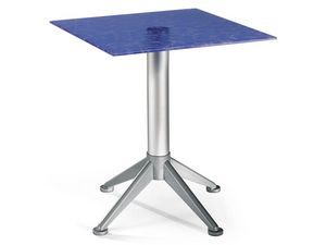 Table 60x60 cod. 20/BG4AV, Steel table basse avec plateau en verre color