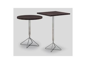 TRIX/L, Table de bar avec plateau rond, socle en acier inoxydable