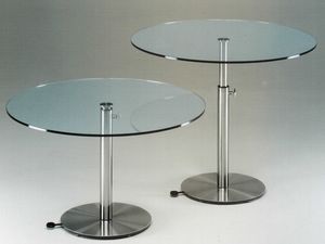 Ascendo, Table rglable en hauteur en acier inoxydable et de verre