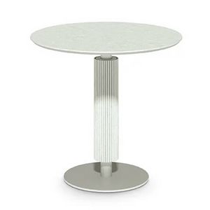 Kuki 3202, Table d'appoint ronde avec colonne cylindrique cannel�e