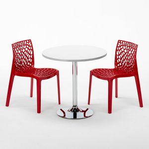 Set chaises et table de bar - SET2SCOCKTAIL, Table ronde avec miroir en acier
