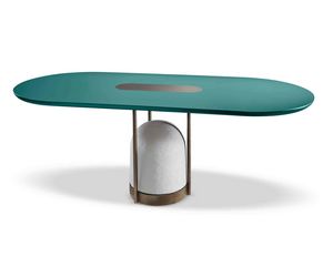Arcano table, Table avec base en bton et tubes mtalliques