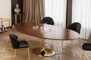 Glam table, Table ovale avec plateau en bne de macassar