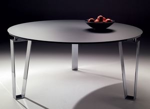 Kyoto round, Table ronde avec base en acier, pour les cuisines modernes