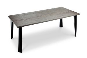 Milos Table, Table en fer rectangulaire avec noyer fumé top