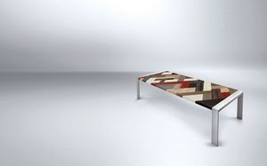 PEGASO 2.5 PW45, Table rectangulaire avec cadre en métal, plateau en bois, idéal pour linéaire salle à manger moderne