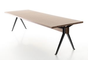 Volta table, Table design, avec des jambes en fonte avec profil en T