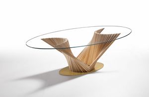 By Reverse 2, Table lgante avec plateau en verre